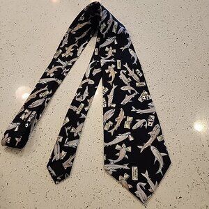 Nicole Miller Black and White Fish Pattern Tie